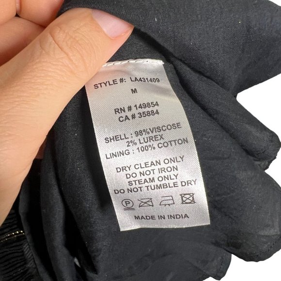 Sage The Label Black Gold Silver Metallic Stripe Long Sleeve Above Knee Dress Me - Picture 5 of 9